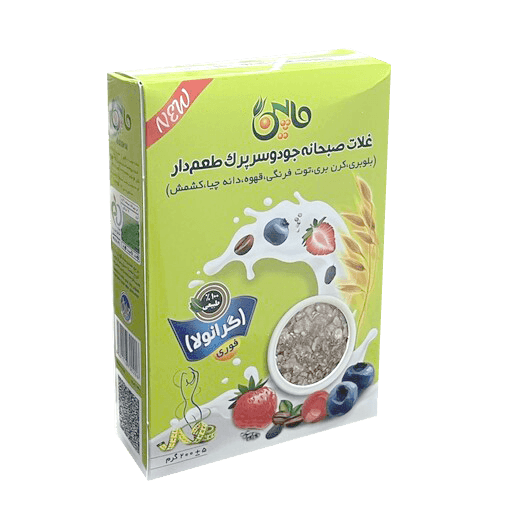 غلات صبحانه 111 حاوی جو دوسر پرک بلوبری ،توت فرنگی وزن 200 گرم