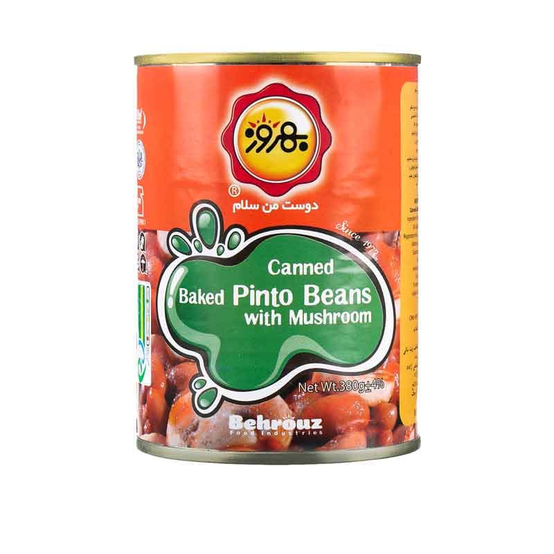 کنسرو لوبیا و قارچ بهروز وزن 380 گرم