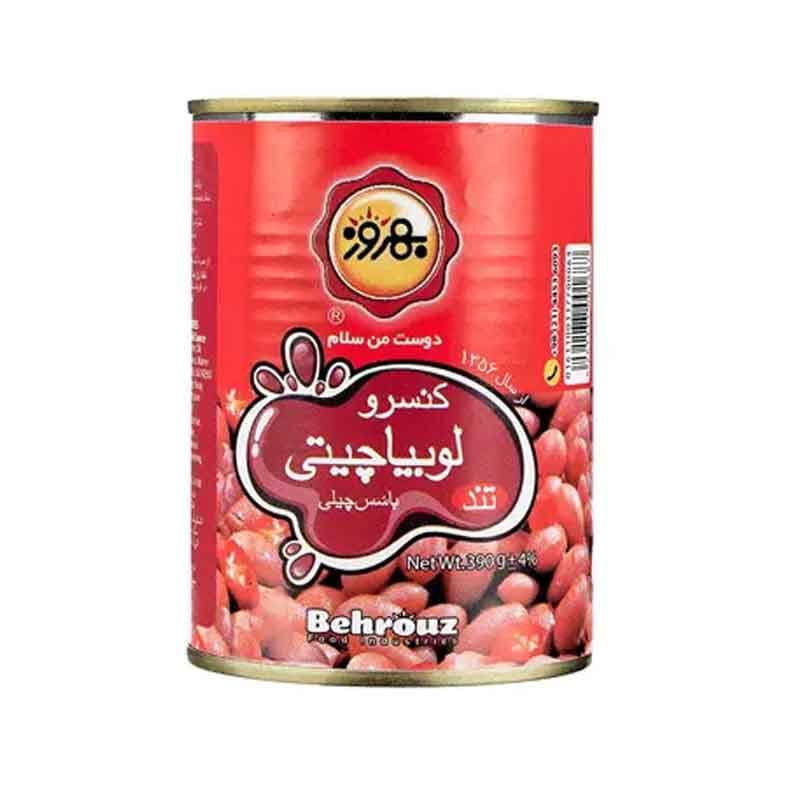 کنسرو لوبیا در سس چیلی بهروز وزن 390 گرم