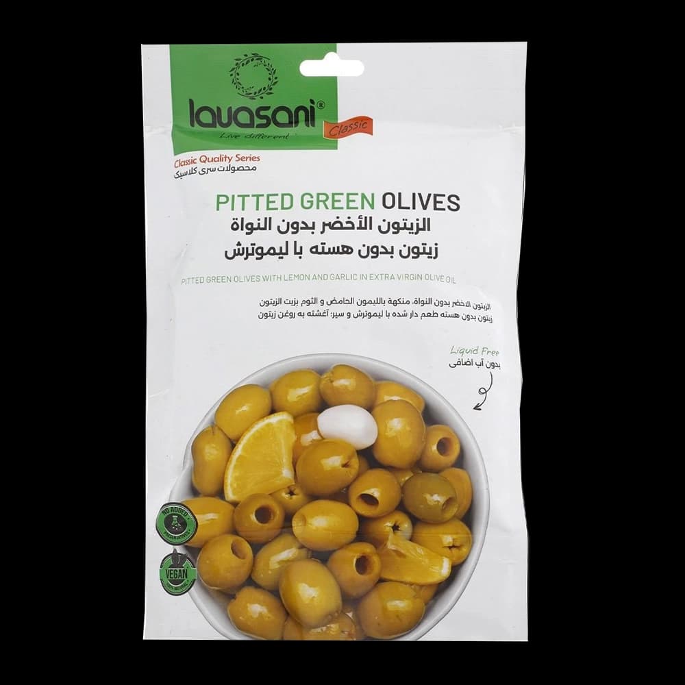 زيتون سبز بی هسته با ليمو ترش 500 گرم لواسانی
