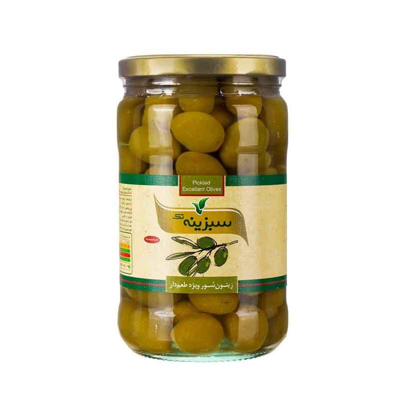 زیتون شور ویژه سبزینه تک وزن 700 گرم