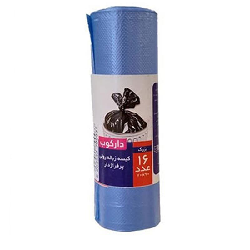 کیسه زباله رولی پرفراژدار دارکوب رنگ آبی بزرگ ابعاد  70*85 بسته 16برگی