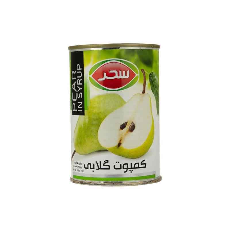 کمپوت گلابی سحر وزن 430 گرم
