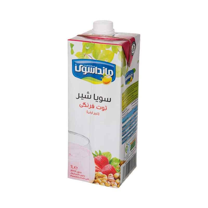 شیر سویا ماندا سوی با طعم توت فرنگی حجم 1 لیتر