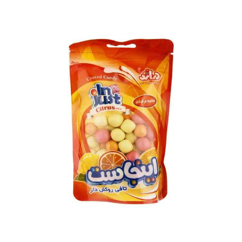 تافی دراژه مخلوط مرکبات مدل اینجاست وزن 140 گرم بسته 6 عددی