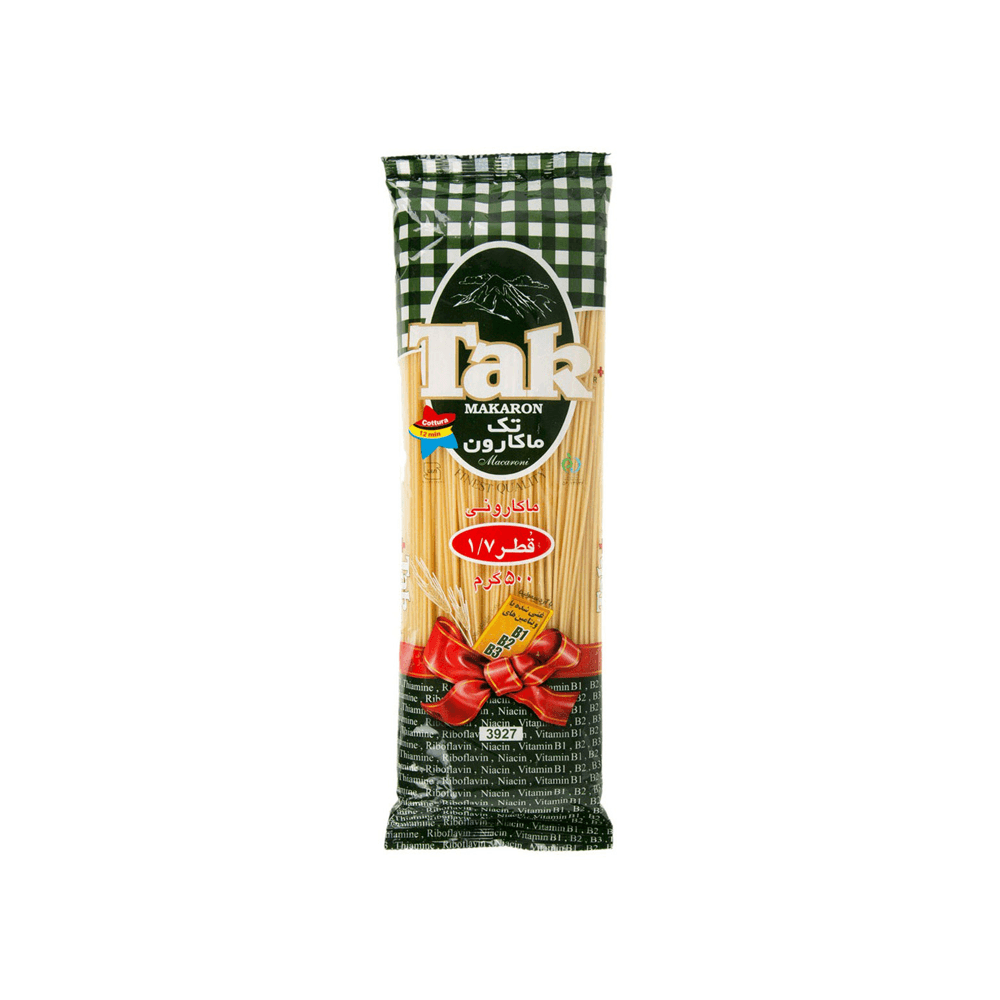 ماکارونی غنی شده قطر 1.7 500 گرم تک ماکارون