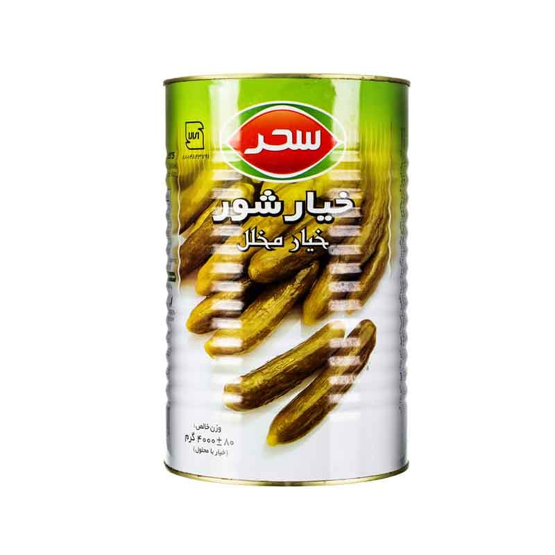 خیارشورقوطی درجه یک سحر وزن 4 کیلوگرم