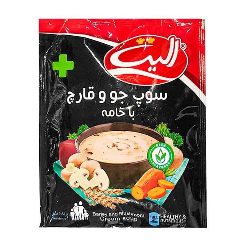 سوپ جو و قارچ با خامه الیت وزن 80 گرم