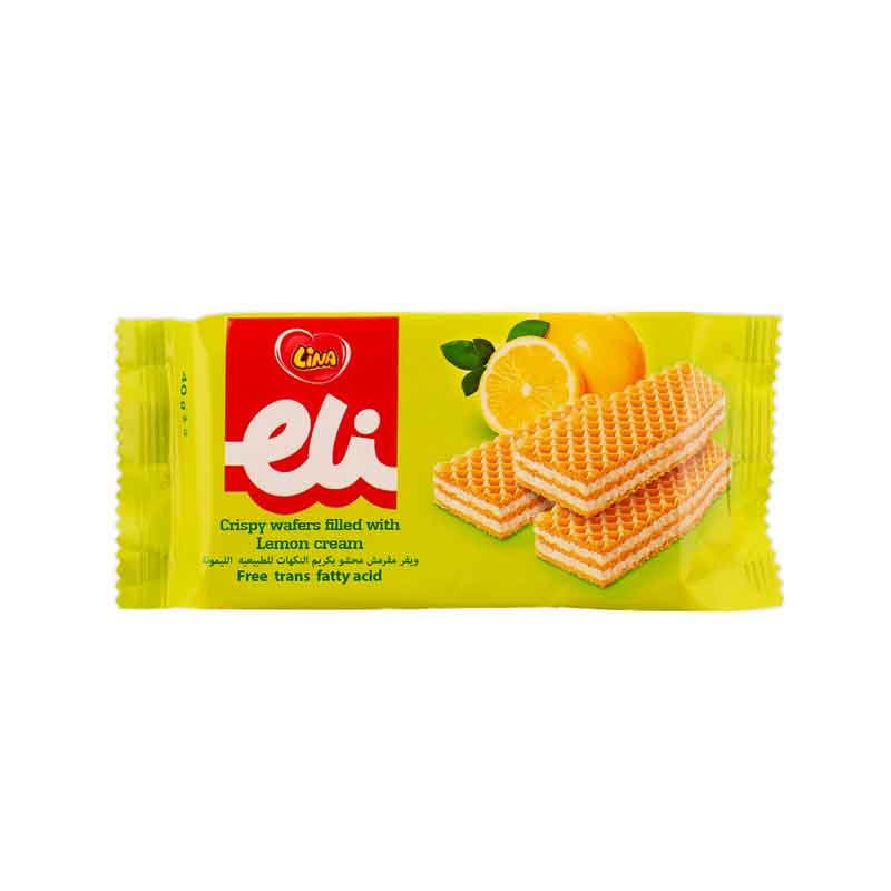 ویفر با کرم لیمو لینا مدل الی وزن 40 گرم