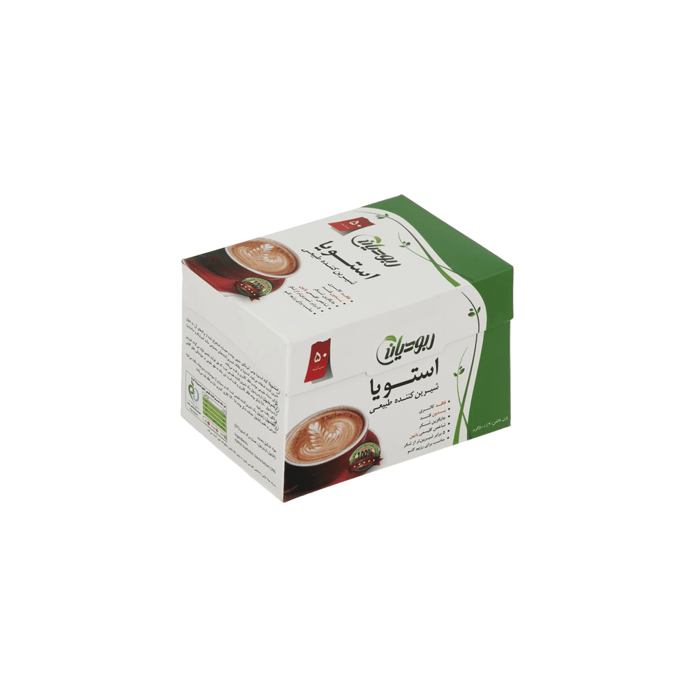 شکر ربودیان مدل استویا  50عدد ساشه 1 گرمی