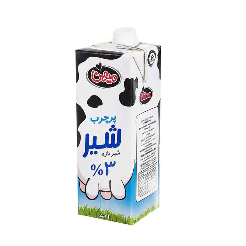 شیر پرچرب (کامل) میهن مدل اسکویر تتراپک حجم 1 لیتر