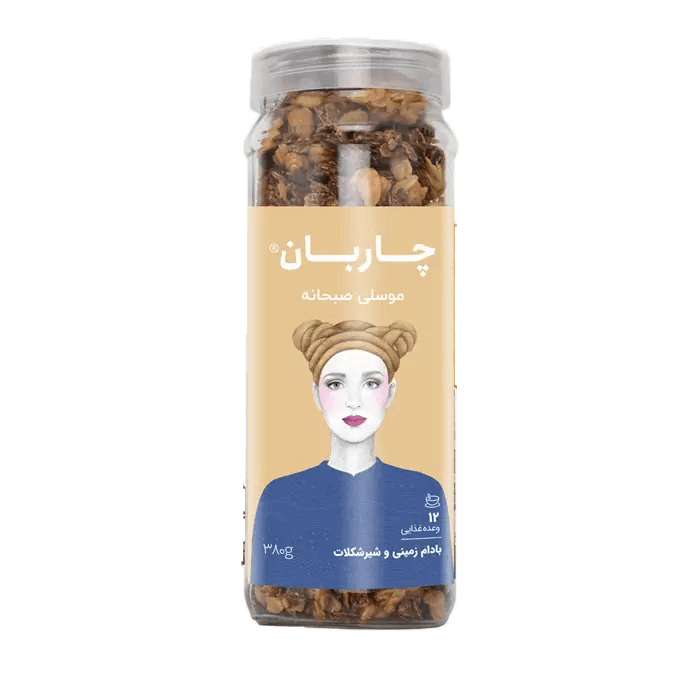 موسلی بادام زمینی و شیرشکلات چاربان وزن 380 گرم