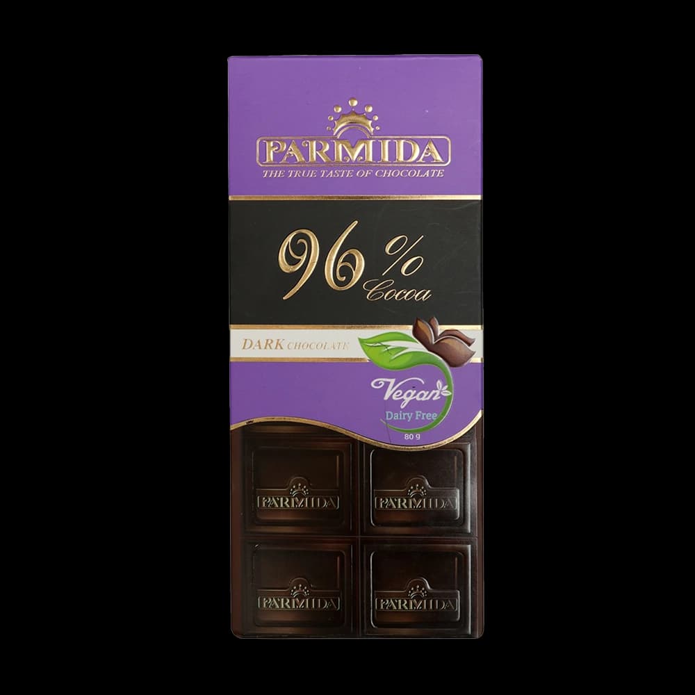 شکلات تخته ای 96 درصد وگان 80 گرم پارمیدا