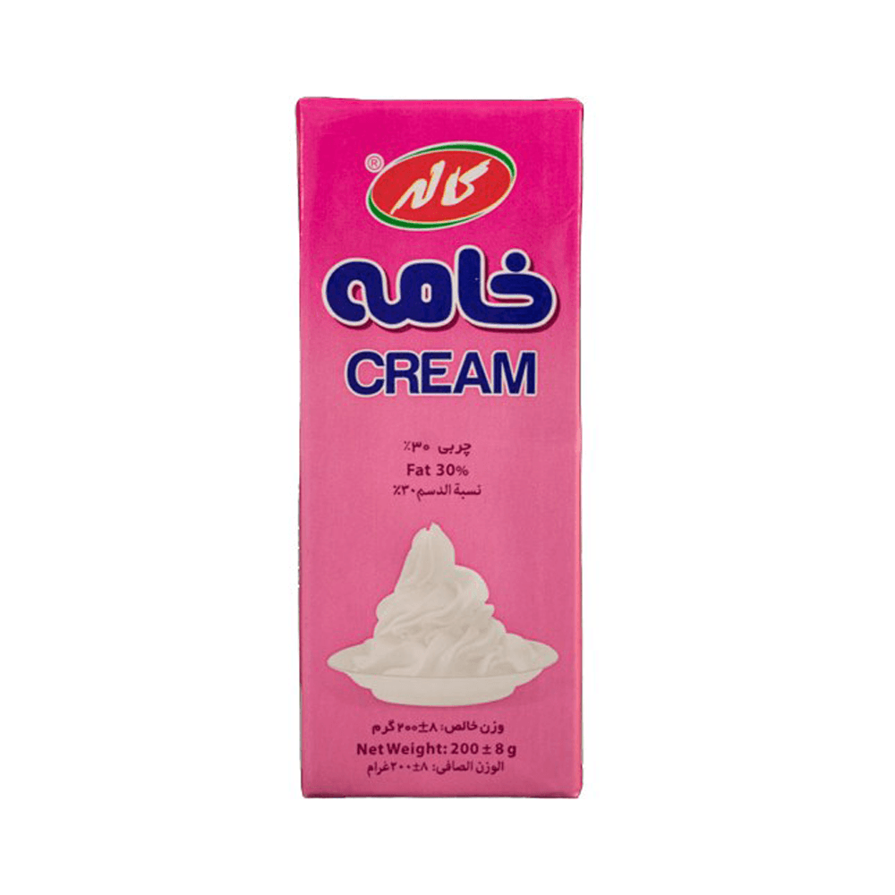 خامه پاکتی کاله 30% چربی حجم 200 میلی لیتر