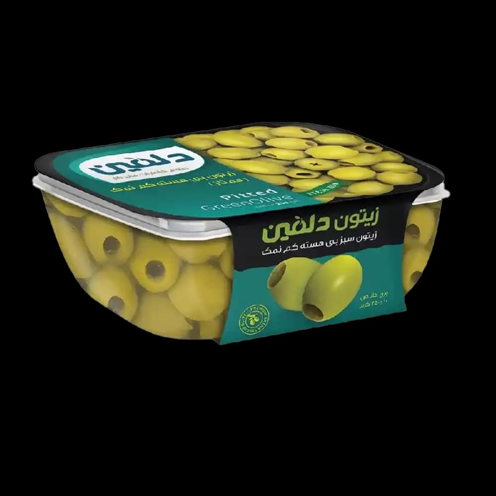 زیتون سبز بی هسته ممتاز 240 گرم دلفین