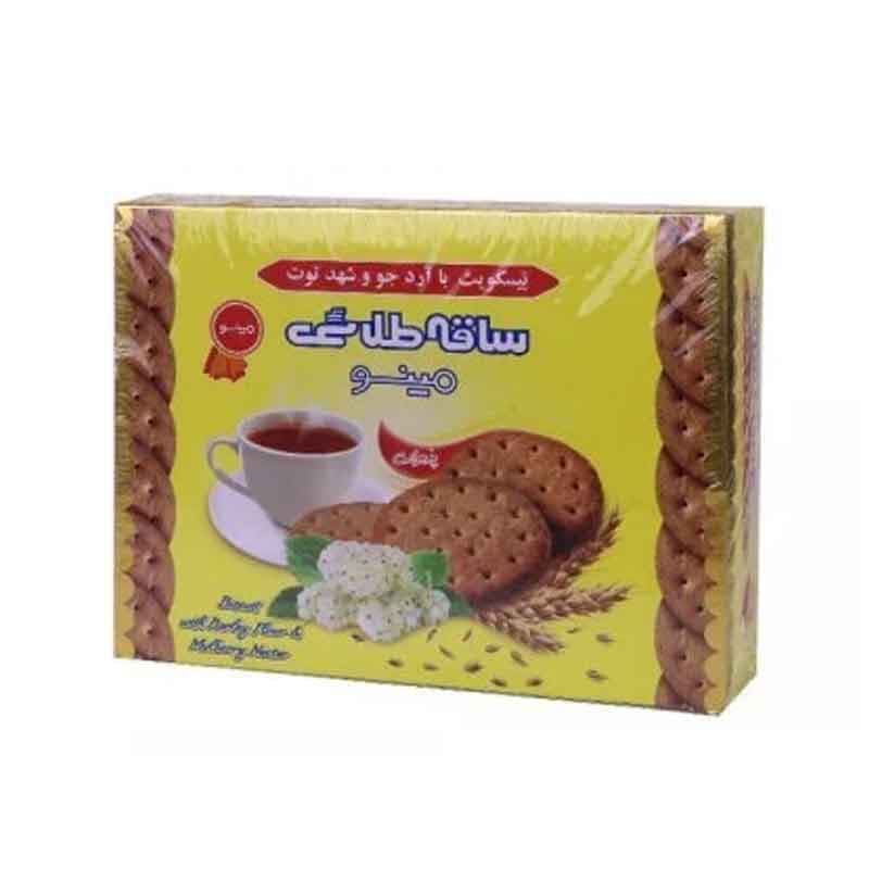 بیسکوییت پذیرایی مینو مدل ساقه طلایی با شهد توت وزن 750 گرم