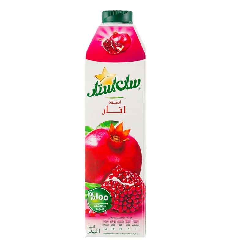 آبمیوه پاکتی سان استار طعم انار حجم 1 لیتر