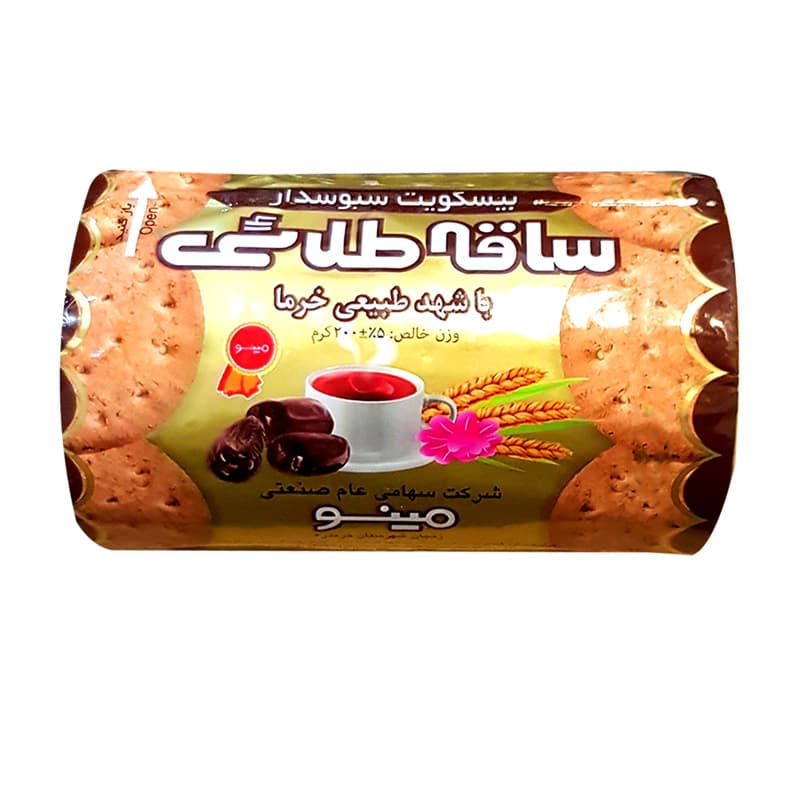 بیسکویت ساقه طلایی مینو حاوی شهد خرما وزن 200 گرم