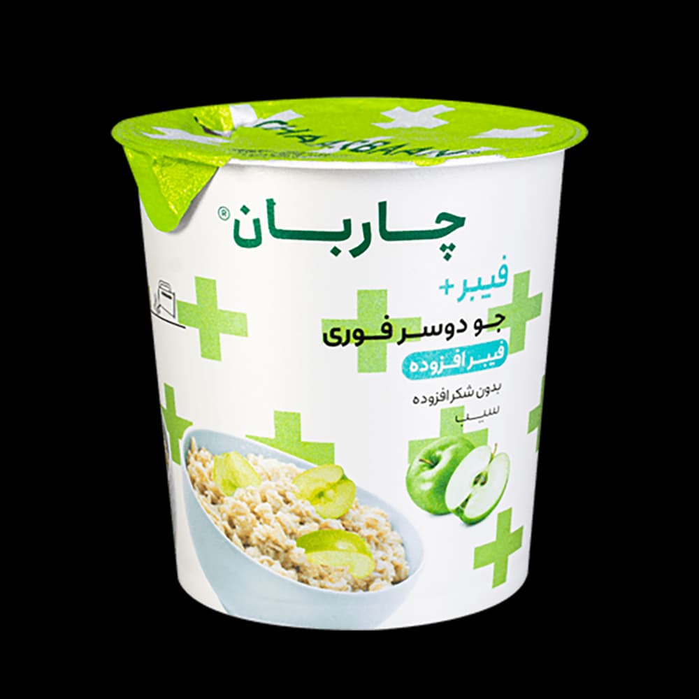 غلات صبحانه جو دوسر و فيبر و سيب 55 گرم چاربان
