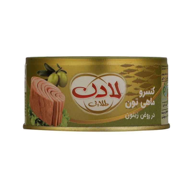 کنسرو تن ماهی روغن زیتون لادن طلایی وزن 180 گرم