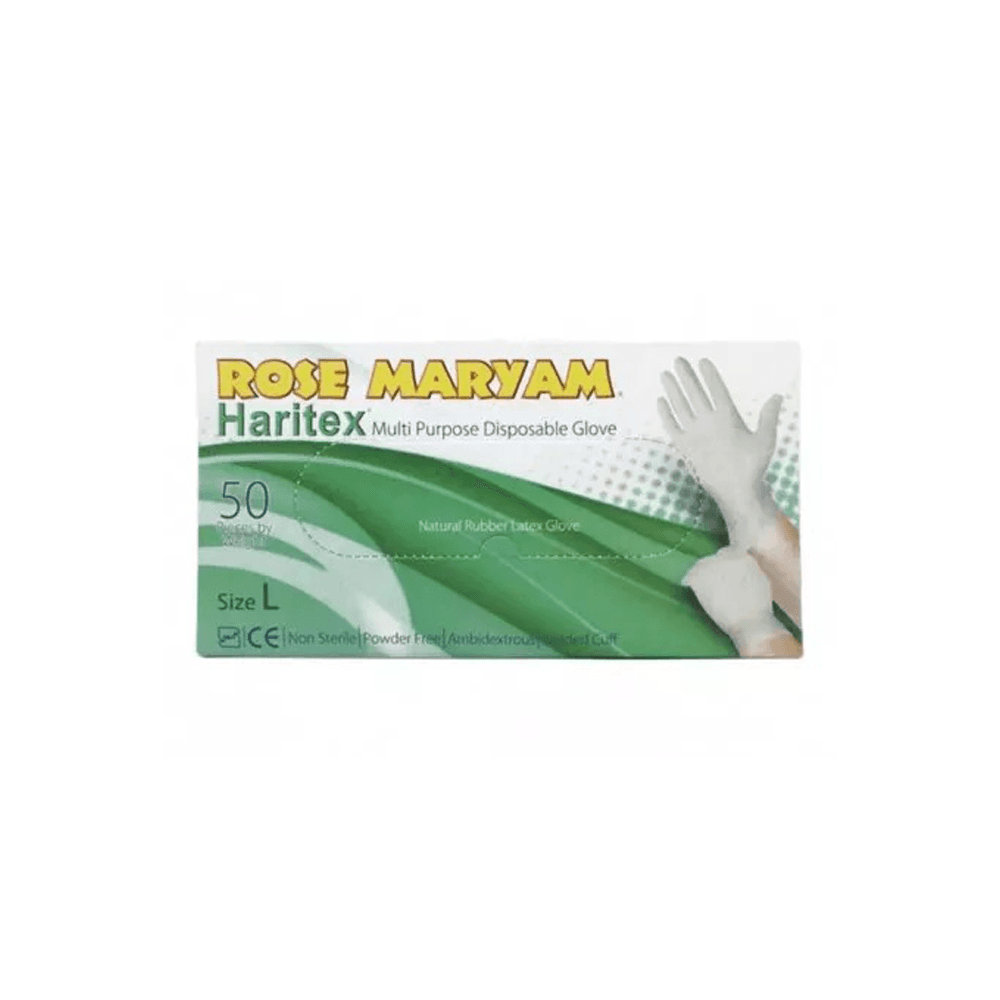 دستکش لاتکس سایز متوسط حری تکس 50 عددی رز مریم