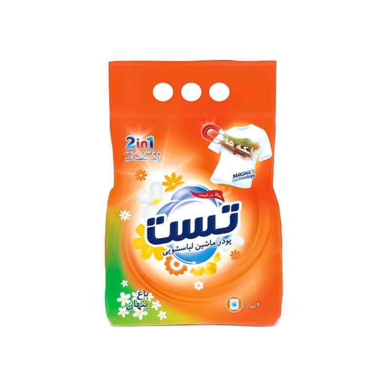 پودر لباسشویی ماشینی تست مدل باغ پنهان وزن 4 کیلو گرم