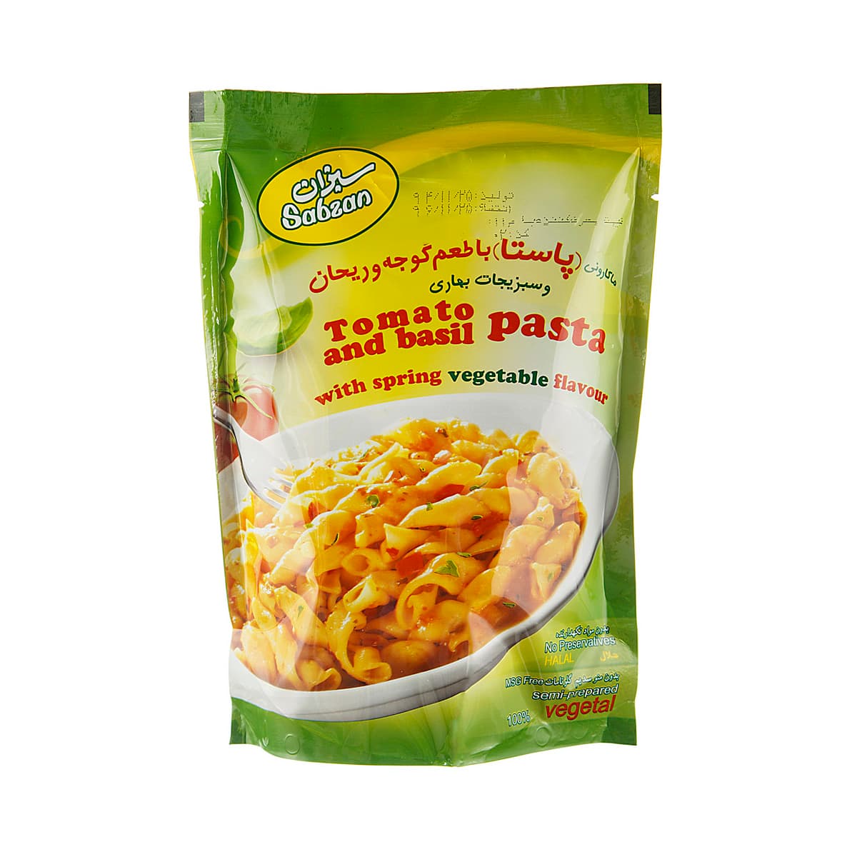 پاستا گوجه و ریحان 180 گرمی سبزان