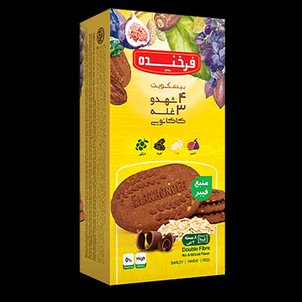 بیسکویت 4 شهد و 3 غله خوشین 215 گرم فرخنده