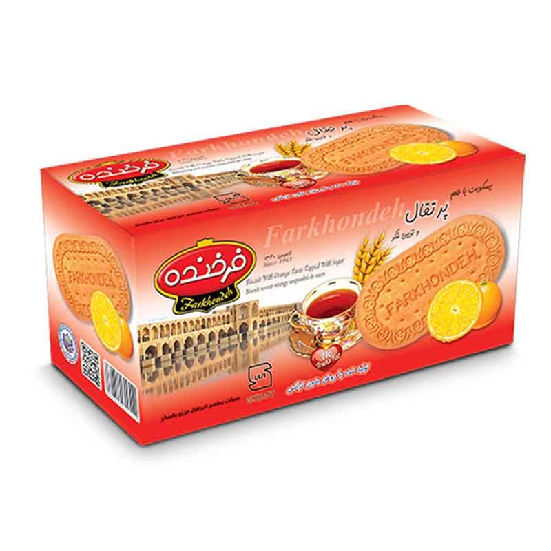 بیسکویت  فرخنده طعم پرتقالی با تزیین شکر وزن 1000 گرم