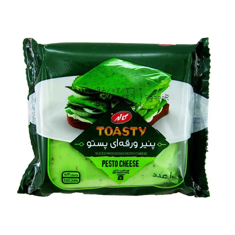 پنیر ورقه ای کاله مدل پستو سبز بسته 10 عددی