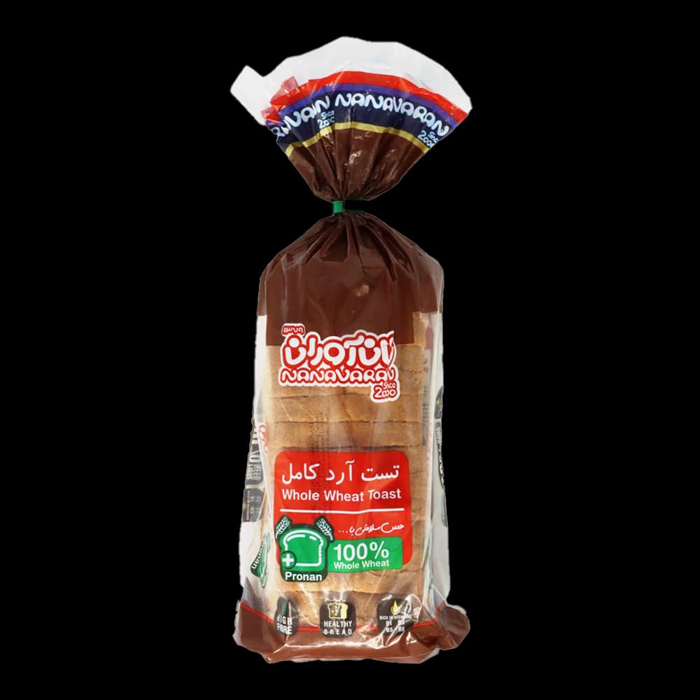 نان تست با آرد كامل 500 گرم نان آوران