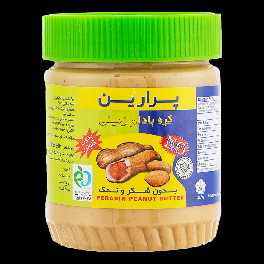 کره بادام زمینی بدون گلوتن و شکر و نمک 350 گرم پرارین