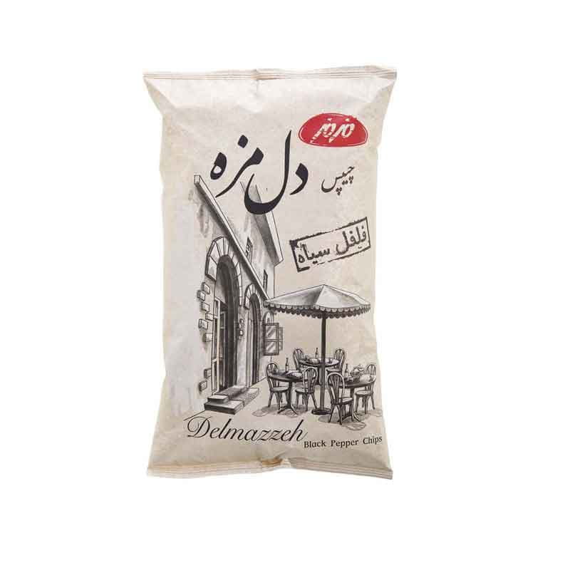 چیپس دل مزه مزمز طعم فلفل سیاه وزن 200 گرم