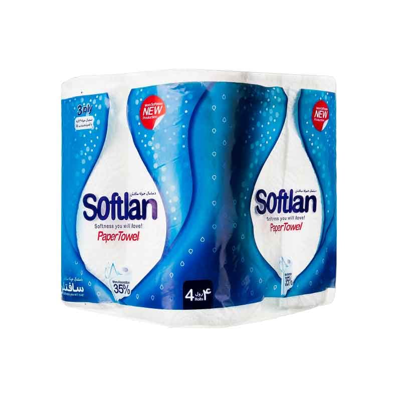 دستمال حوله سافتلن طرح قطره باران بسته 4 عددی