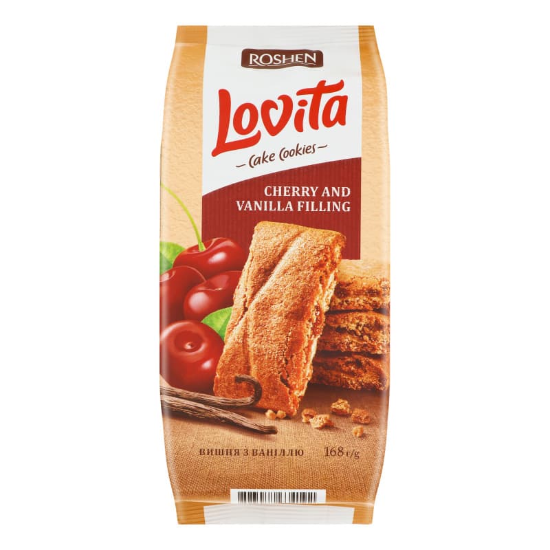 بیسکویت روشن با مغز گیلاس و وانیل مدل لاویتا وزن 168 گرم