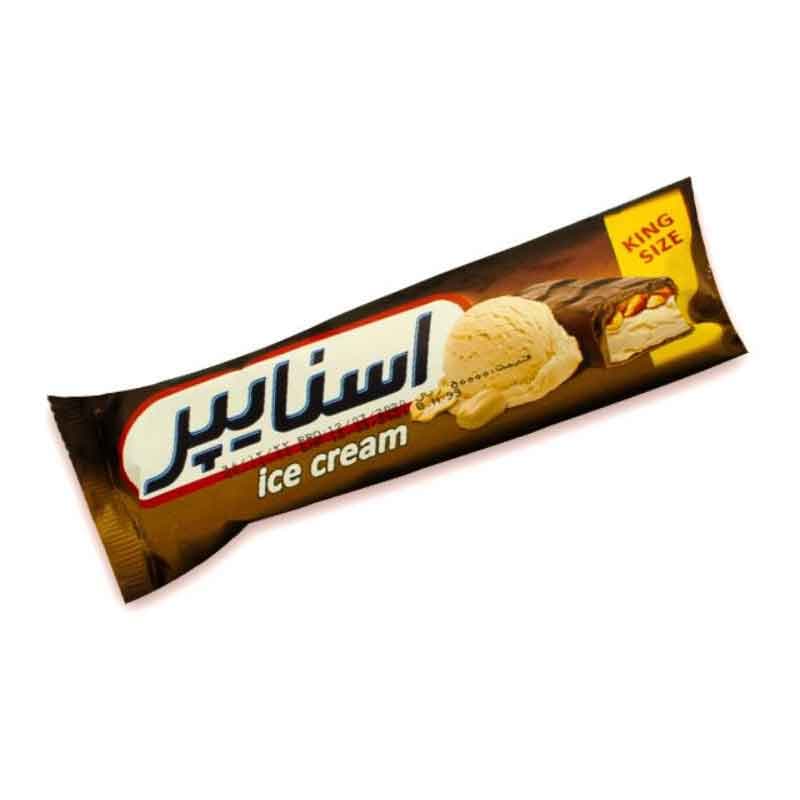 بستنی بادام زمینی اسنایپر  با کارامل قیفی