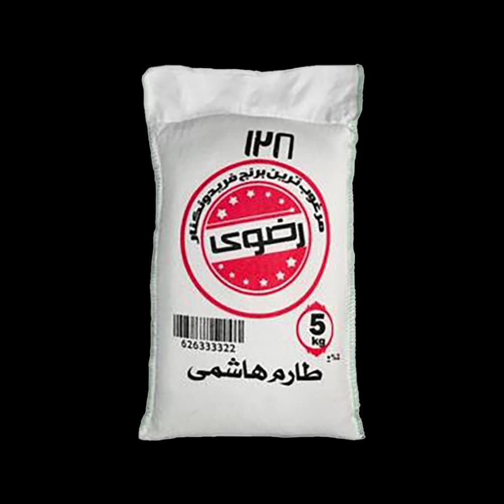 برنج طارم هاشمی کشت اول رضوی وزن 5 کیلوگرم