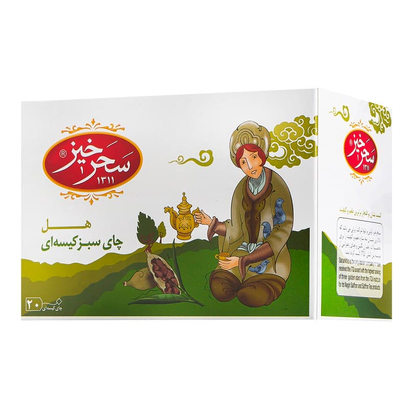 چای سبز کیسه ای با طعم هل 20 عددی سحرخیز