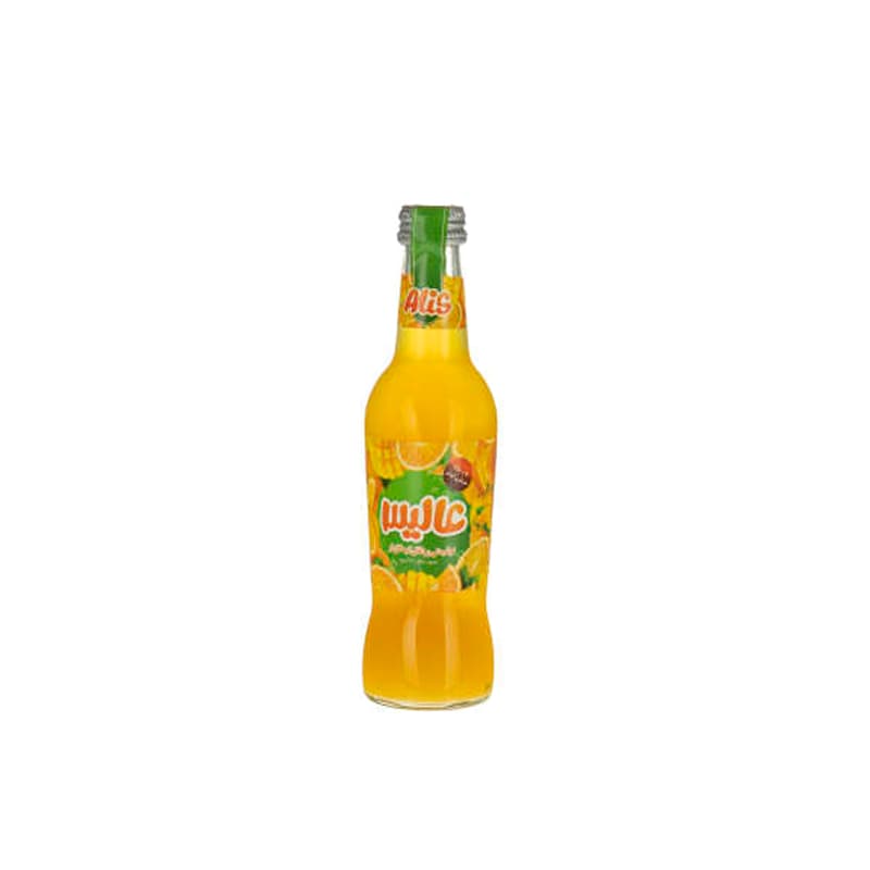 آبمیوه گازدار شیشه پرتقال انبه 250سی سی عالیس