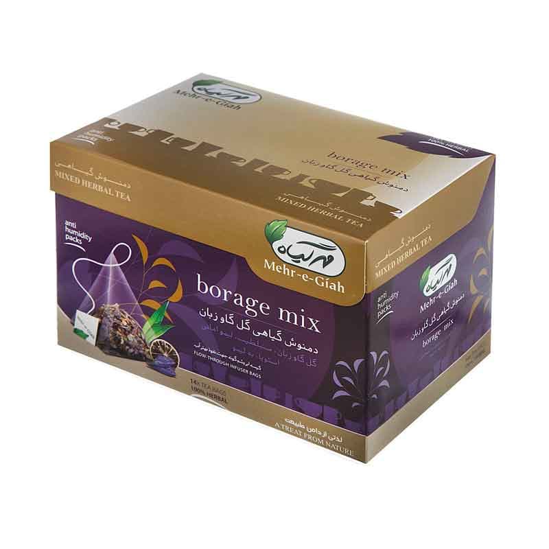 دمنوش گیاهی گل گاو زبان  مهر گیاه بسته 14 عددی