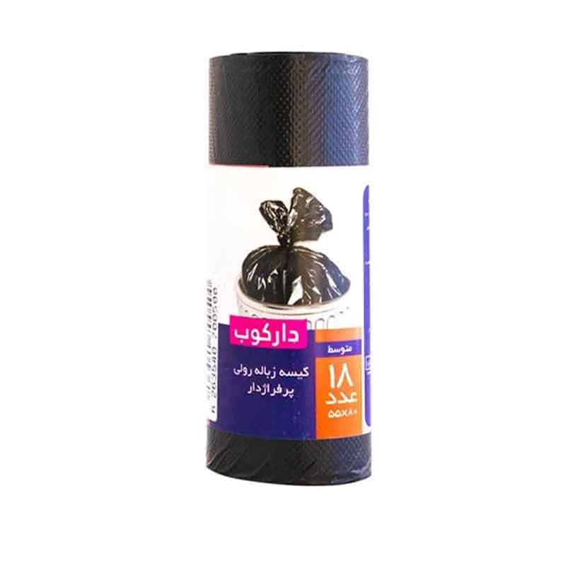 کیسه زباله دارکوب رولی پرفراژدار مشکی متوسط بسته 18برگی