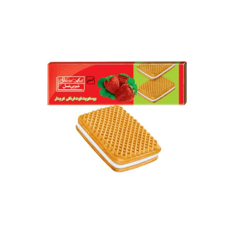 بیسکویت کرم دارتوت فرنگی  شیرین عسل وزن 120 گرم